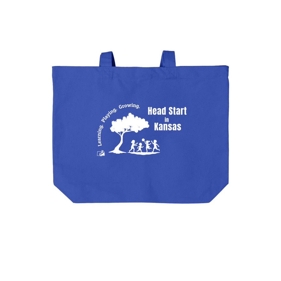 Learning. Playing. Growing., a True Royal Cotton Canvas Tote Bag