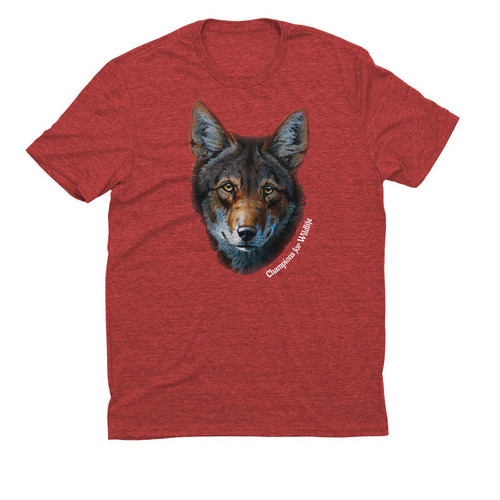Champions for Wildlife Red Wolf Tee, a Rise Up Red Allmade Eco Triblend Unisex Tee
