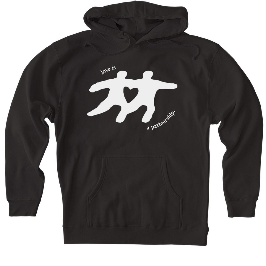 LOVE IS A PARTNERSHIP, a Black Heavyweight Pullover Hoodie
