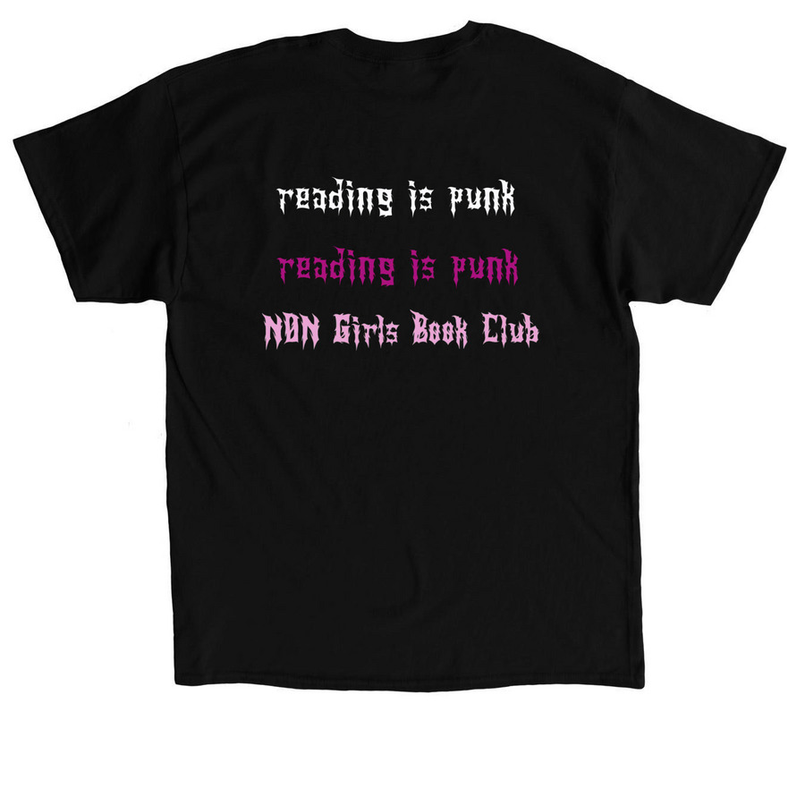READING IS PUNK, a Black Classic Unisex Tee (back-view)