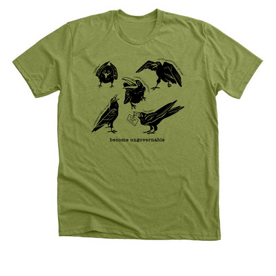 Allen the Raven, a Heather Green Premium Unisex Tee