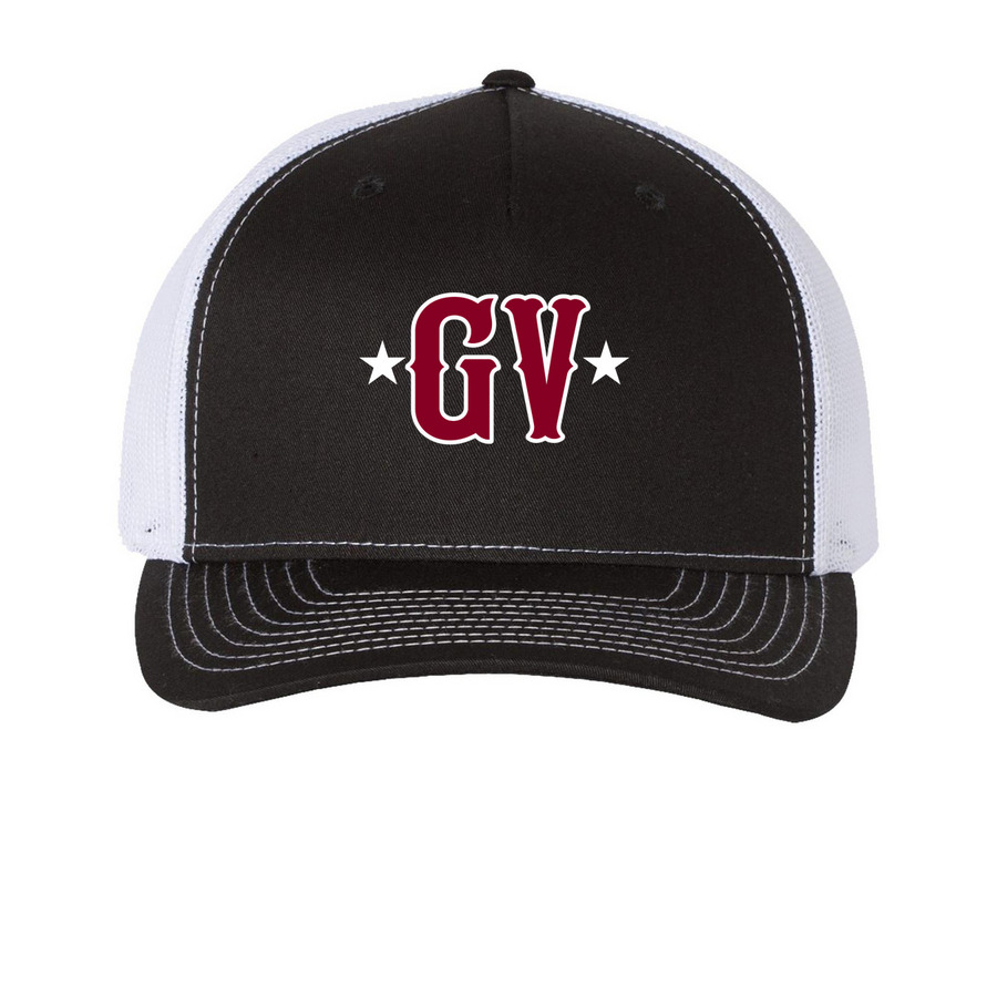 GC All Stars Hat (dark background), a Black/ White Printed Five-Panel Trucker Cap
