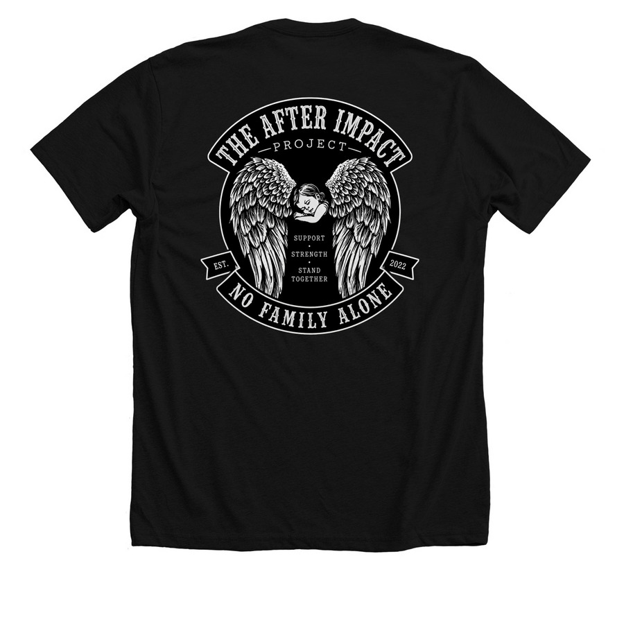 The After Impact Project, a Solid Black Blend Premium Unisex Tee (back-view)