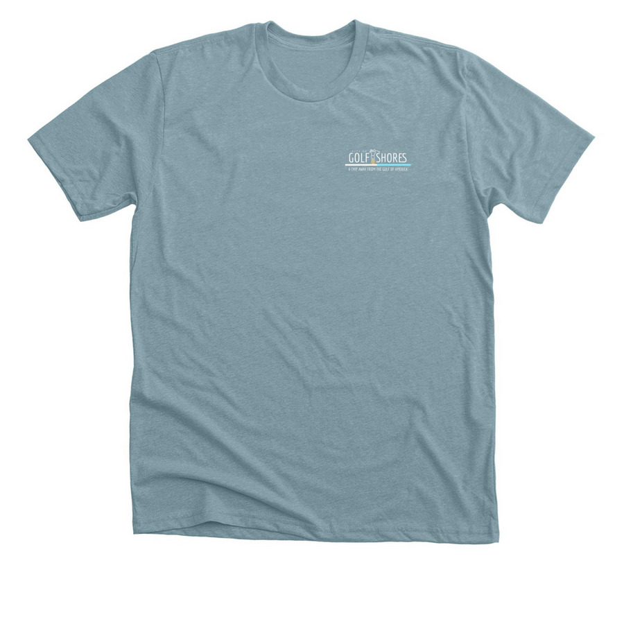 Big Beach Small Parking, a Heather Blue Lagoon Premium Unisex Tee