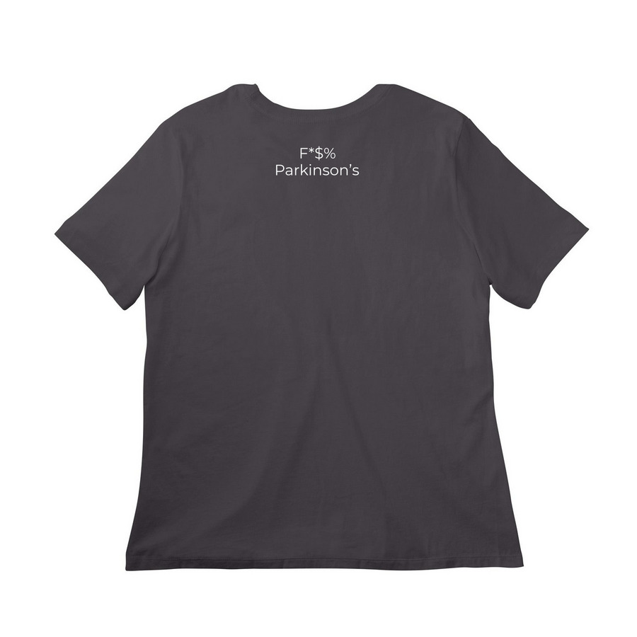 The Parky Club Gear, a Dark Grey Women?s Relaxed Cotton Tee (back-view)