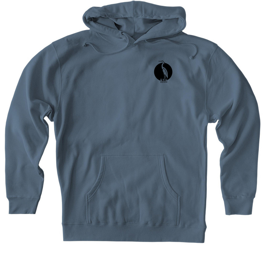 Circle Heron, a Storm Blue Heavyweight Pullover Hoodie