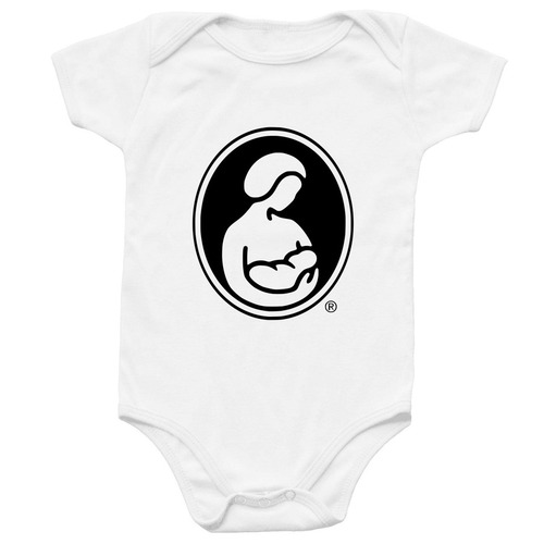 La Leche League Baby Onesie - Black Logo, a White Infant Onesie