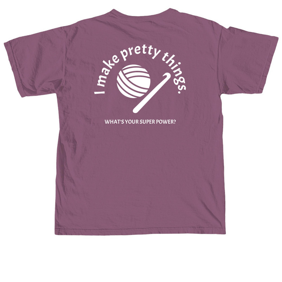 I Make Pretty Things, a Berry Comfort Colors Unisex Tee (back-view)