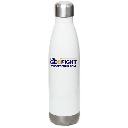 The Geofight water bottles, a White Stainless Steel Water Bottle