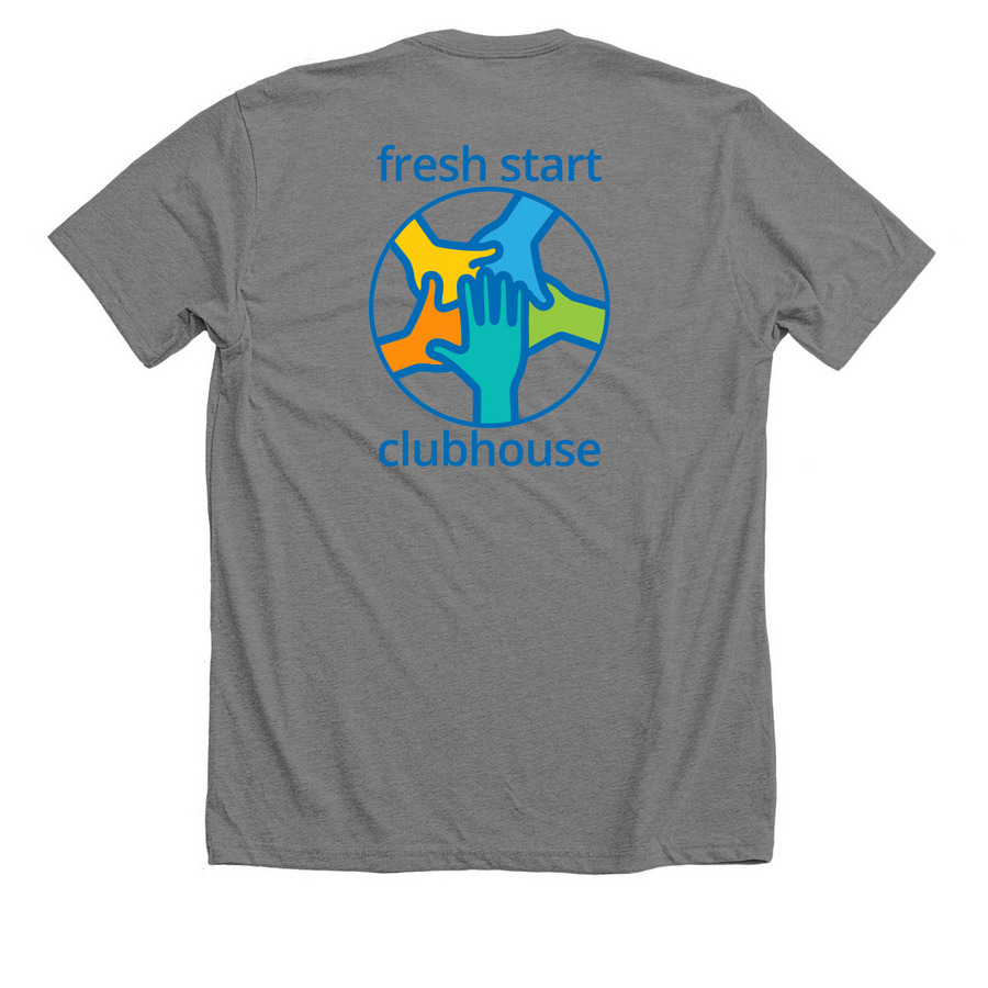 Mental Health is Possible Together, a Deep Heather Premium Unisex Tee (back-view)