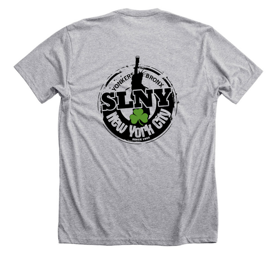 Shilelagh Law "Auld School" Tee, a Athletic Heather Premium Unisex Tee (back-view)