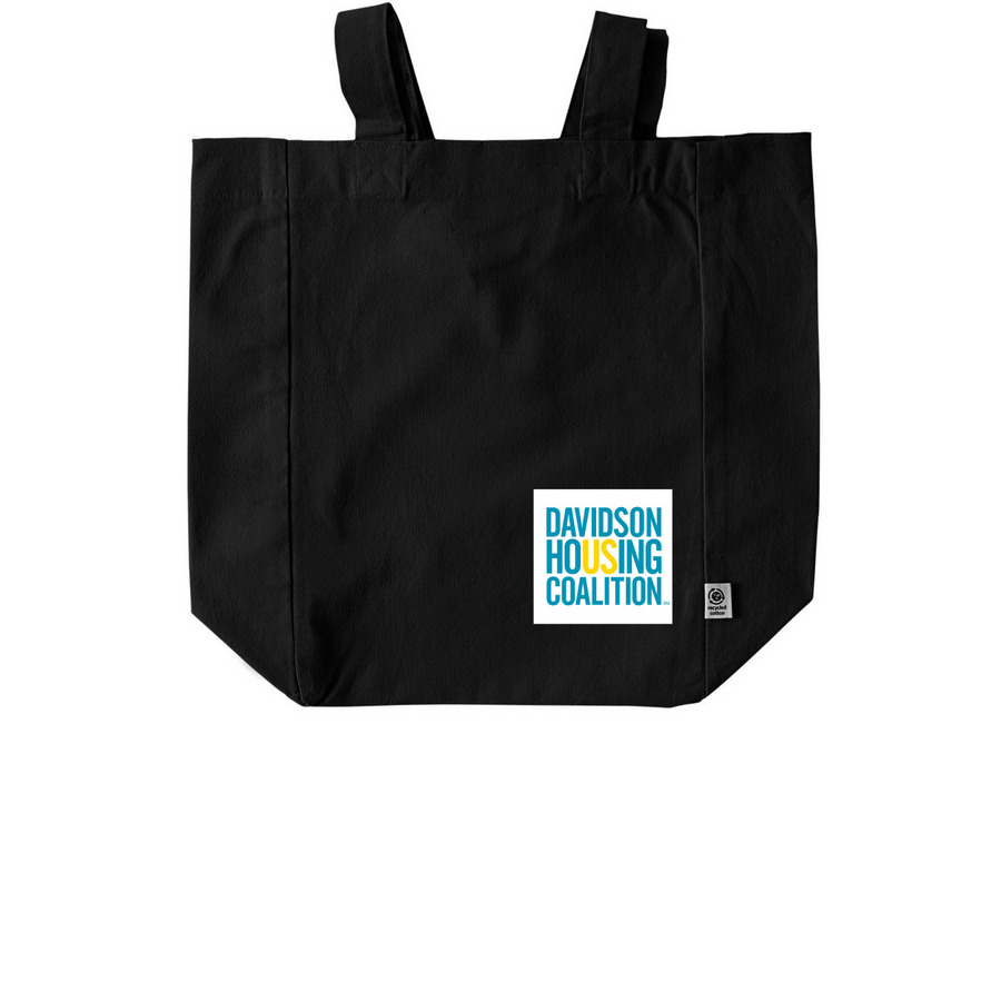 Affordable housing . . . It?s in the bag!, a Black Recycled Cotton Tote Bag