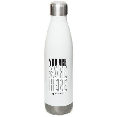 Wear Your Support. Share Your Impact., a White Stainless Steel Water Bottle