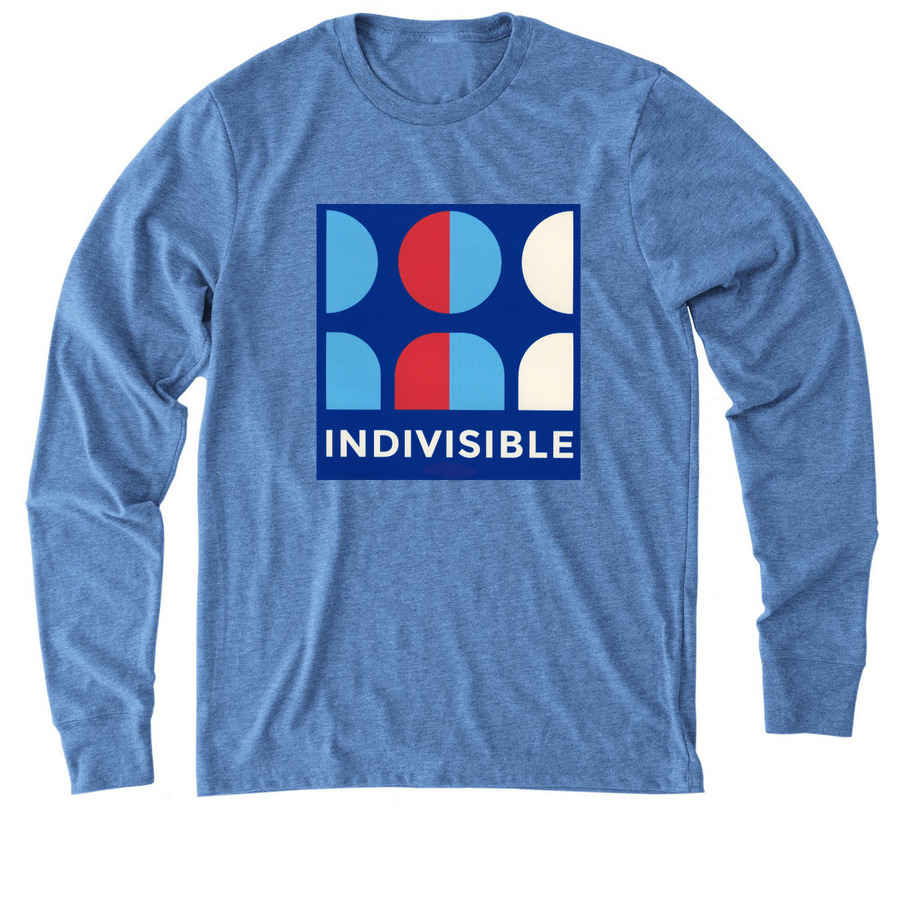 National & Hands Across Logos, a Azure Blue Allmade Eco Triblend Long Sleeve Tee