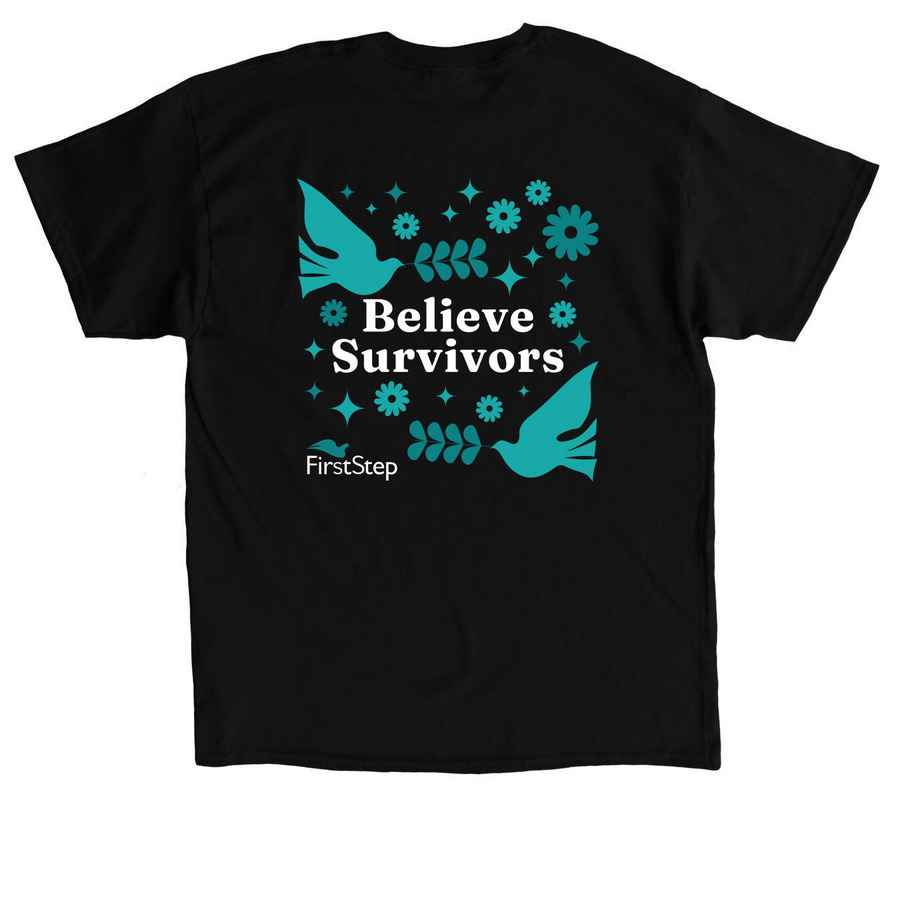 Believe Survivors - Teal, a Black Classic Unisex Tee (back-view)