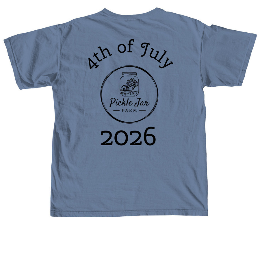 4th of July 2026 - Black Logo, a Blue Jean Comfort Colors Unisex Tee (back-view)