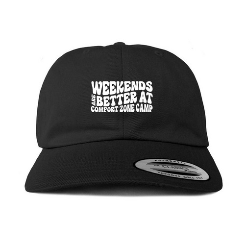 Weekends Are Better At Comfort Zone Camp, a Black Printed Classic Baseball Cap