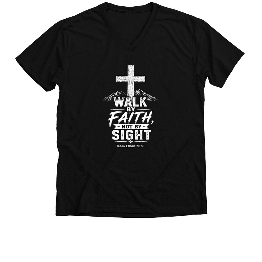 Team Ethan 2026, a Solid Black Blend Premium V-Neck Tee
