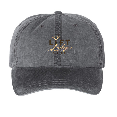 Lift Lodge Hats, a Black Printed Pigment Dye Baseball Cap