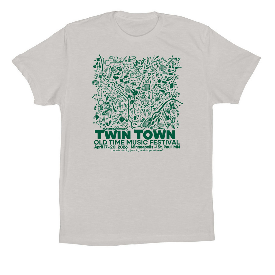 Twin Town Old Time Poster Design, a Solid Athletic Grey Premium Cotton Tee