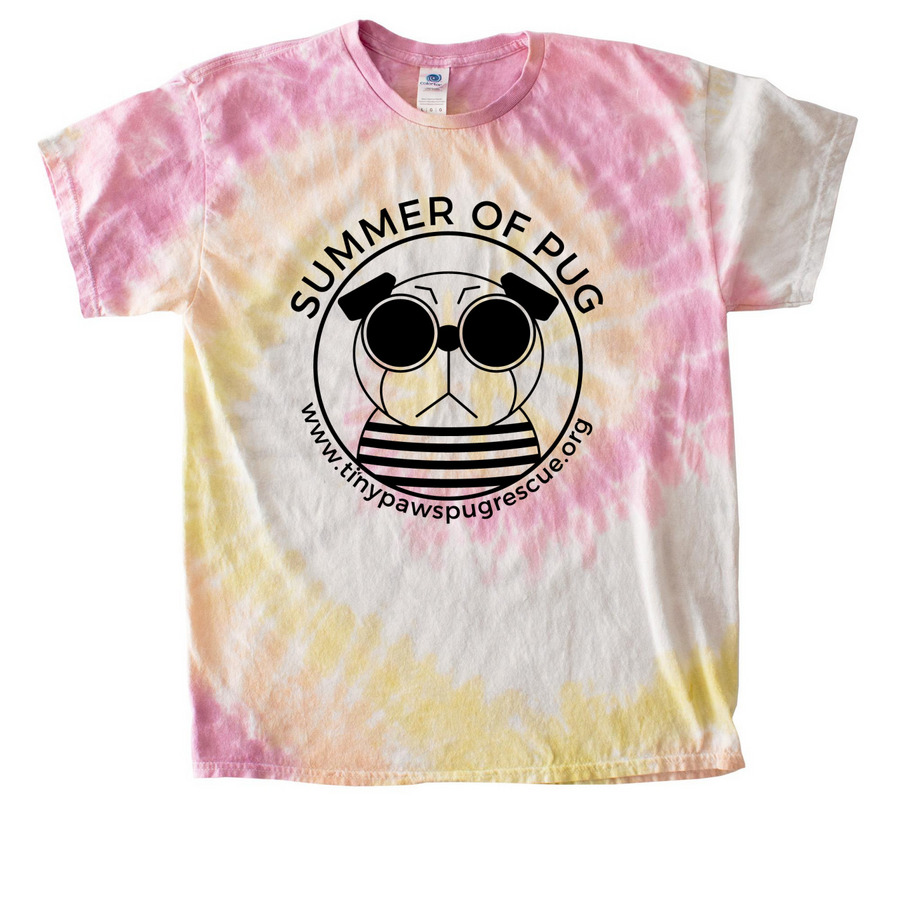 Summer of Pug!, a Desert Rose Classic Tie Dye Tee