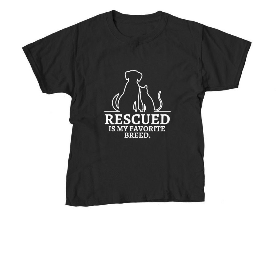 Rescued is My Favorite Breed, a Black Youth Unisex Tee