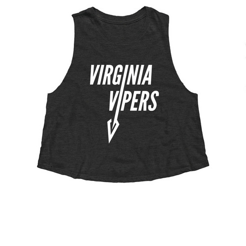 Virginia Vipers (White), a Dark Grey Heather Women?s Cropped Racerback Tank