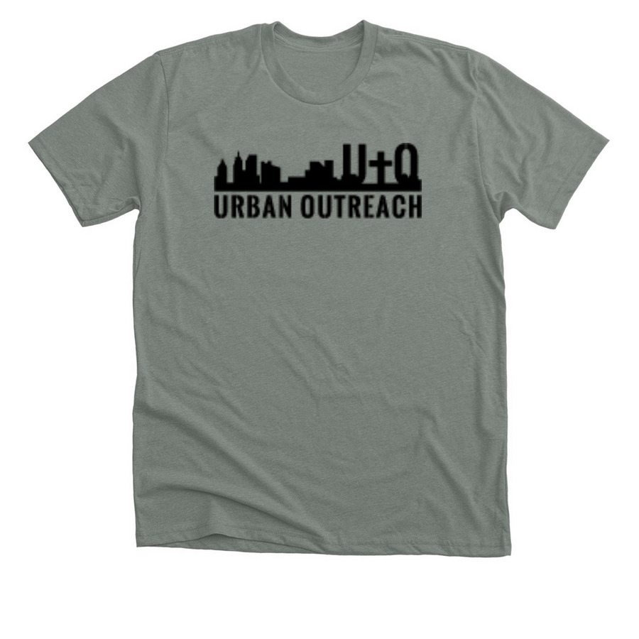 UO Black Logo/Jesus Loves on Back, a Deep Heather Premium Unisex Tee