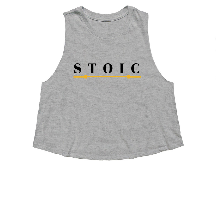Golden Barbell Collection, a Athletic Heather Women's Cropped Racerback Tank
