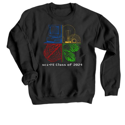 Sci-MI Class 2024 // black, a Black Crewneck Sweatshirt