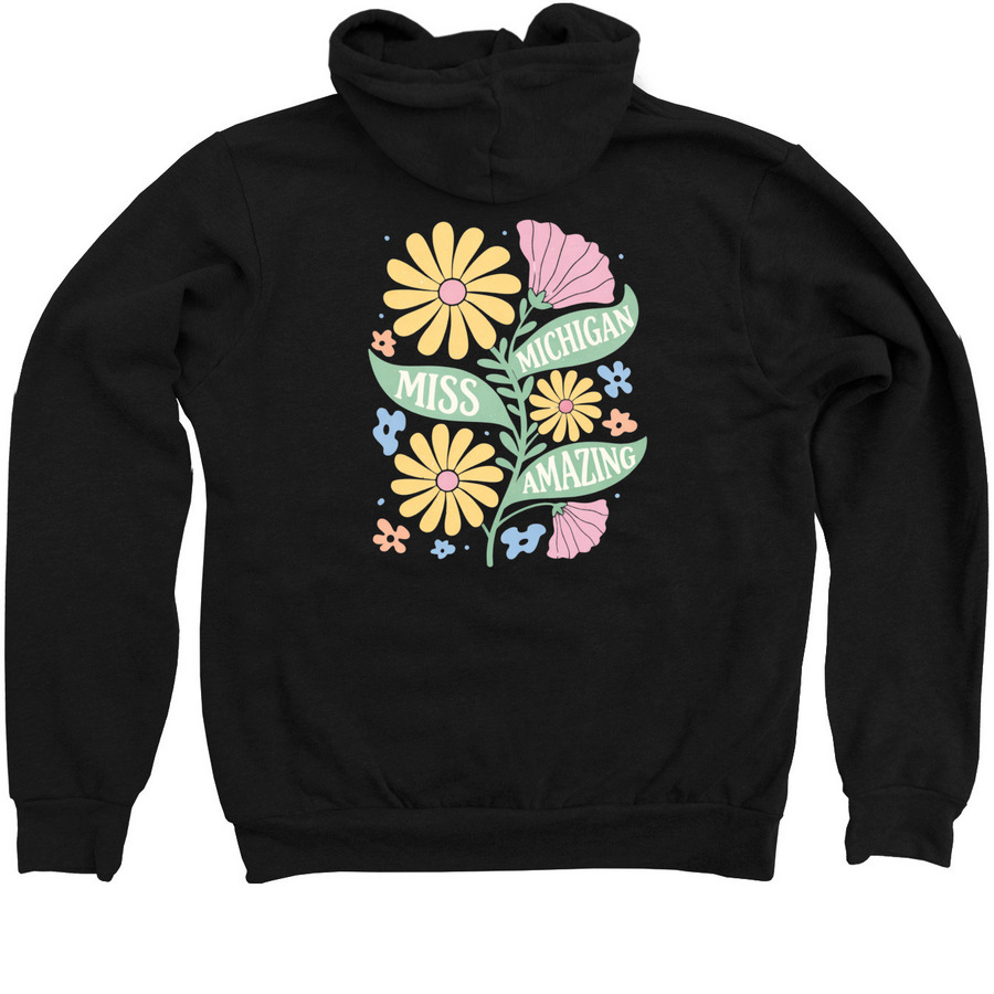Michigan Miss Amazing Yellow Daisy, a Black Zip Up Hoodie (back-view)