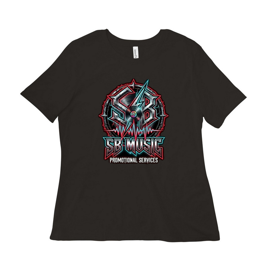 SB Music Promotional Services T-Shirts, a Black Women?s Relaxed Cotton Tee