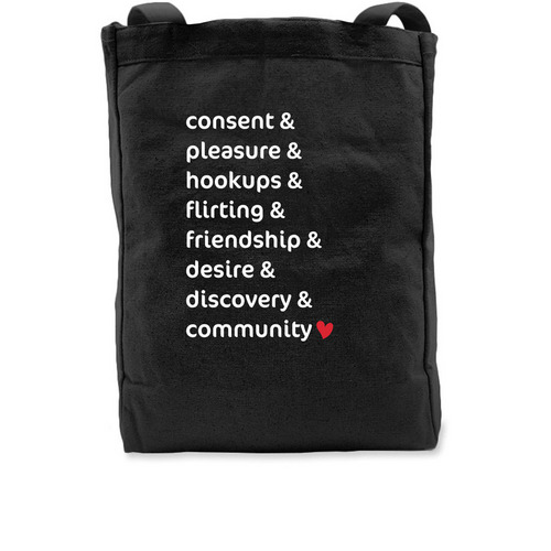 Support Speak About It, a Black Recycled Cotton Tote Bag