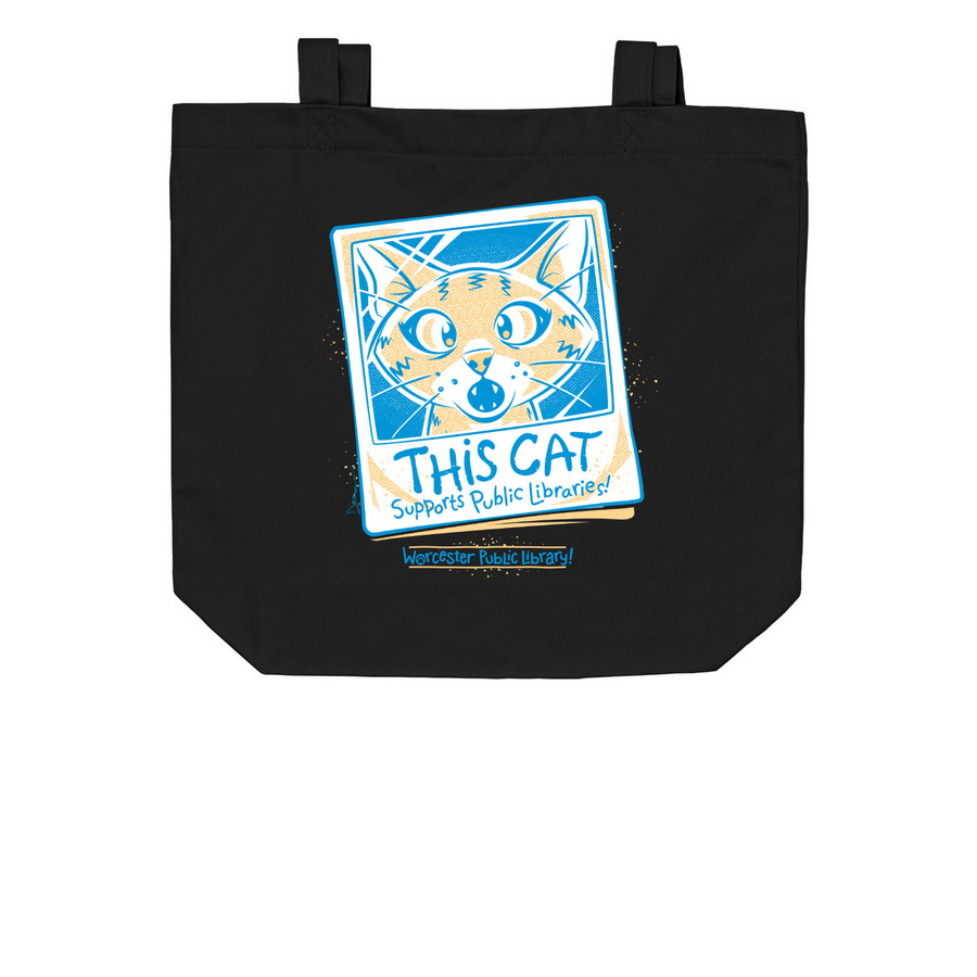 This Cat Library Tote Bag, a Black Organic Cotton Tote Bag