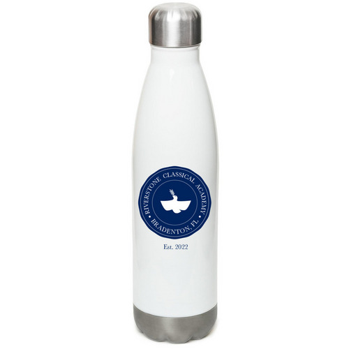 Water Bottle, a White Stainless Steel Water Bottle