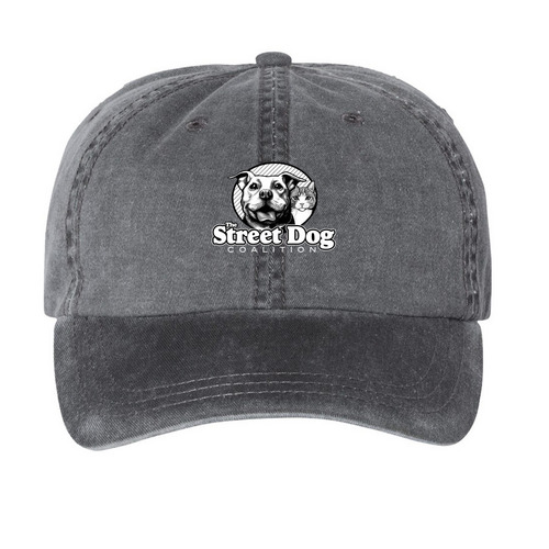 Hats, a Black Printed Pigment Dye Baseball Cap