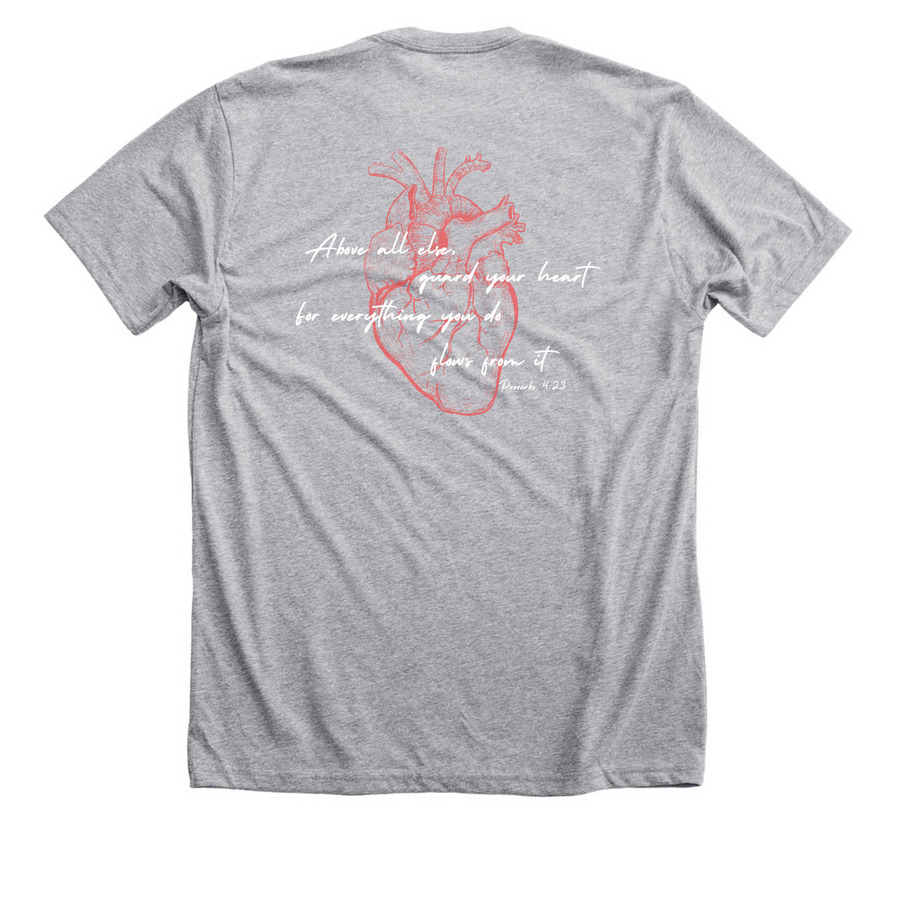 Guard Your Heart, a Athletic Heather Premium Unisex Tee (back-view)