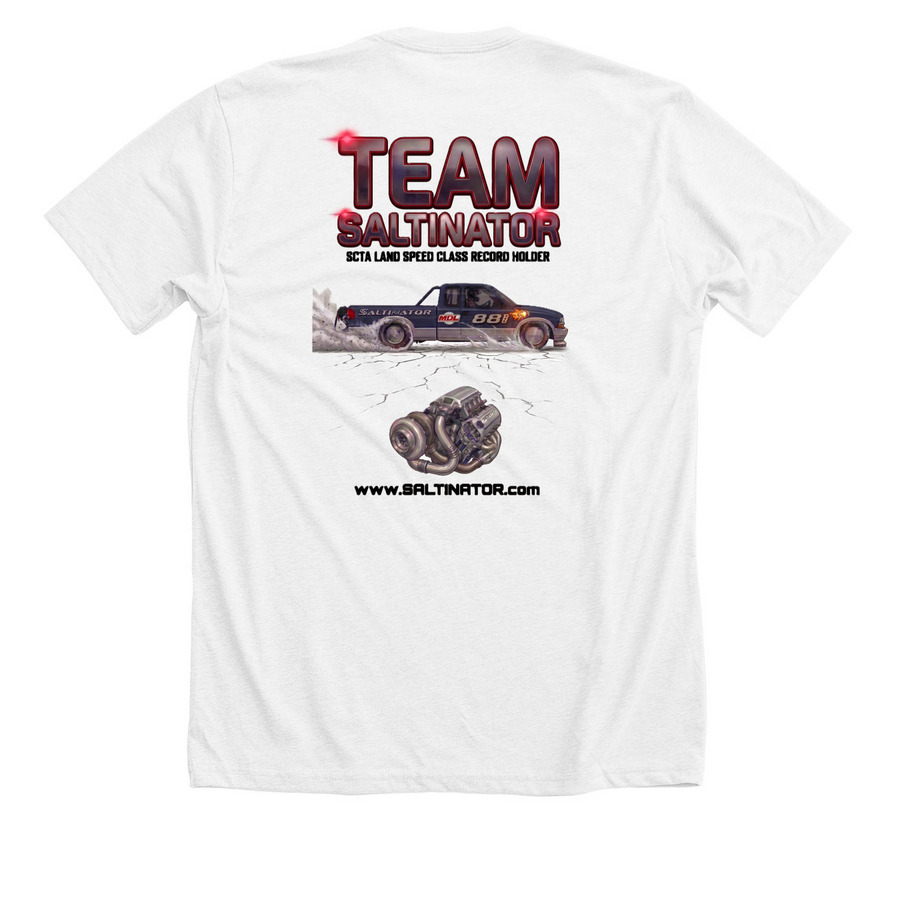 2026 Saltinator Shirt, a Solid White Blend Premium Unisex Tee (back-view)