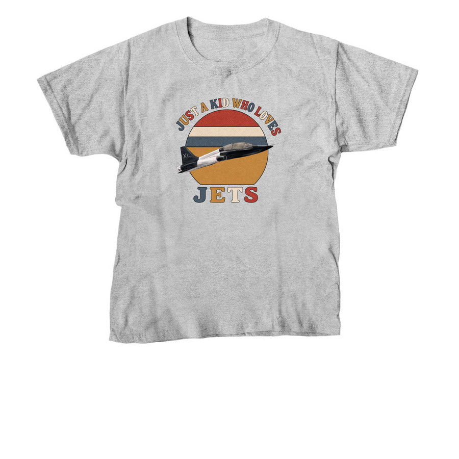 Kids Love Jets! (Youth), a Sport Grey Youth Unisex Tee