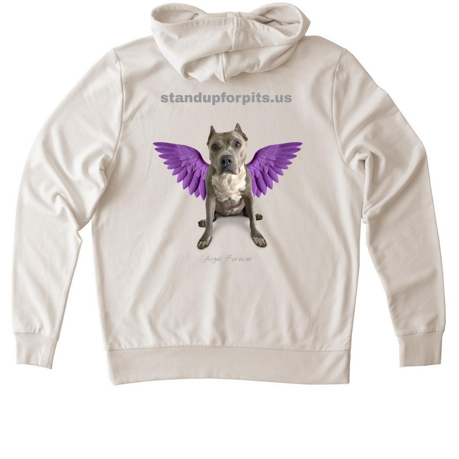 Spay & Neuter Angel Day, a White Sand Allmade Organic French Terry Pullover Hoodie (back-view)