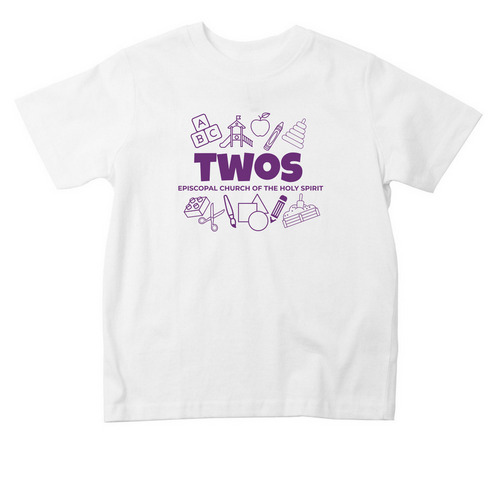 Twos (Toddler) S (2T)M (3T)L (4T)XL (5/6T), a White Toddler Tee