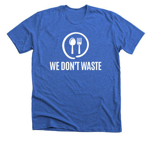 We Don't Waste logo Tee, a Heather True Royal Premium Unisex Tee
