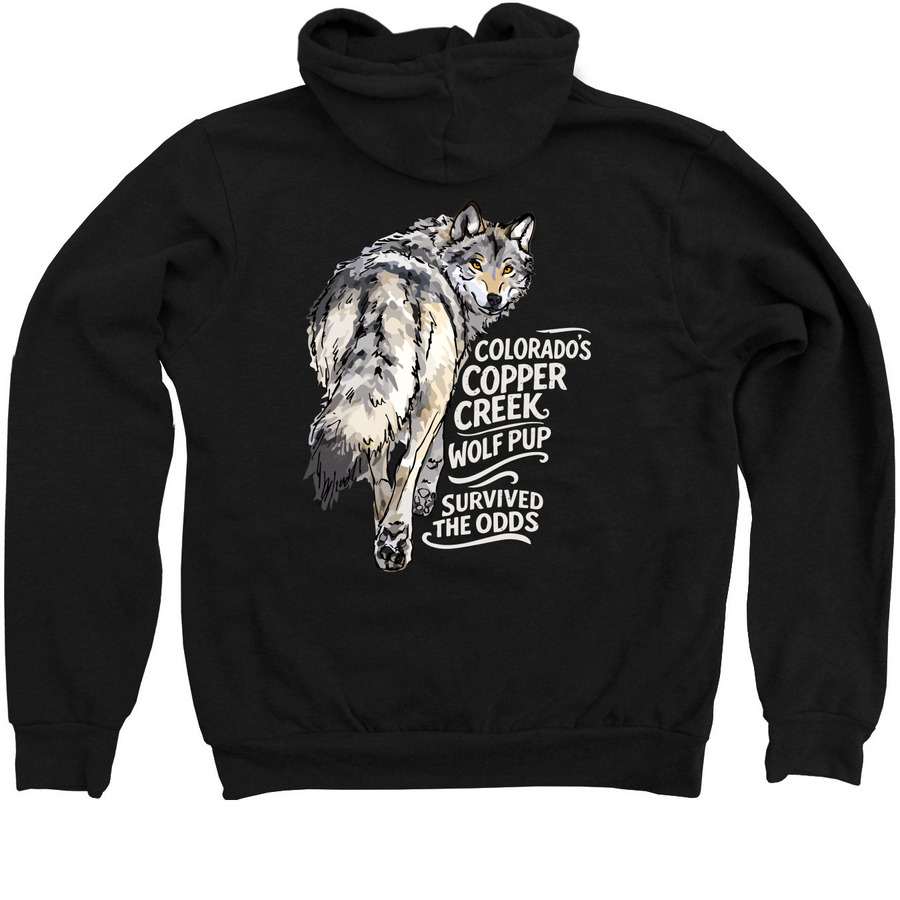 COPPER CREEK WOLF PUP, a Black Zip Up Hoodie (back-view)