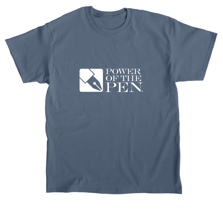 Power of the Pen white logo - one sided, a Indigo Blue Classic Unisex Tee