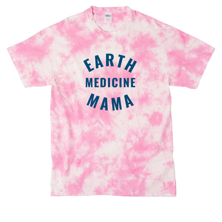 Earth Medicine Mama Tee, a Bright Pink Crystal Tie Dye Tee