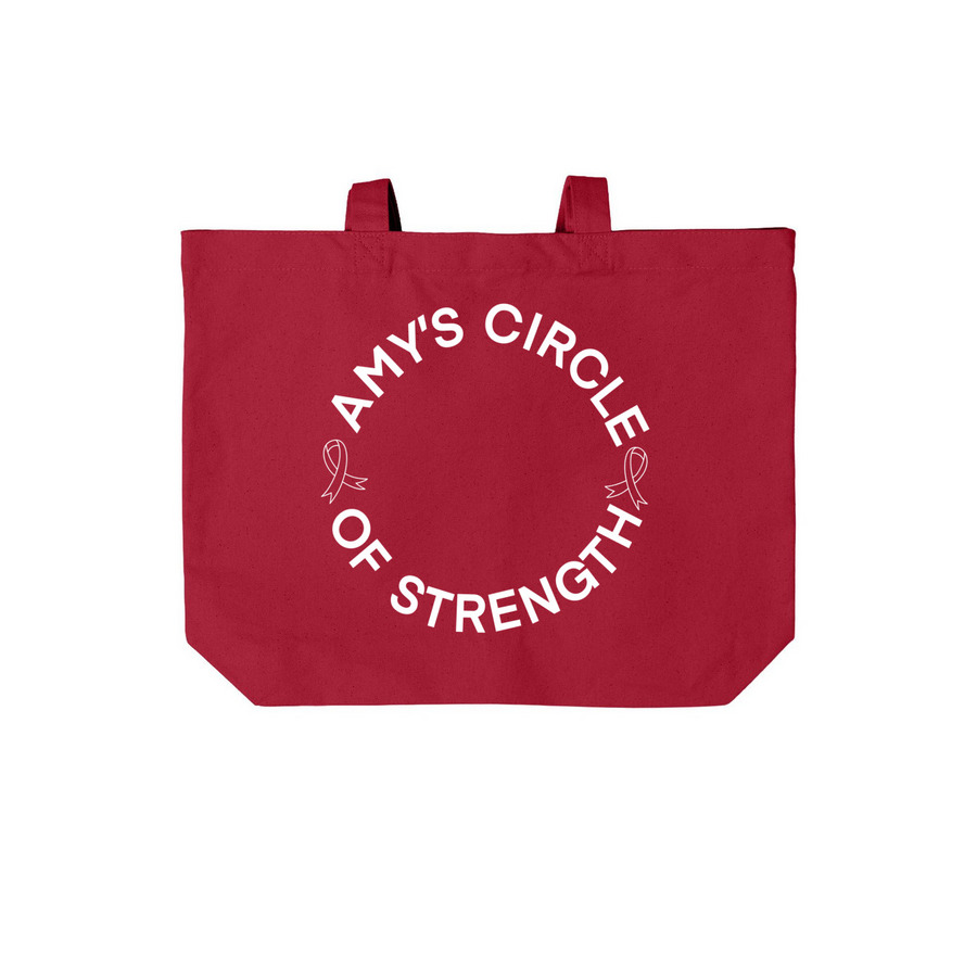 Amy's Circle of Strength-totes, a Deep Red Cotton Canvas Tote Bag