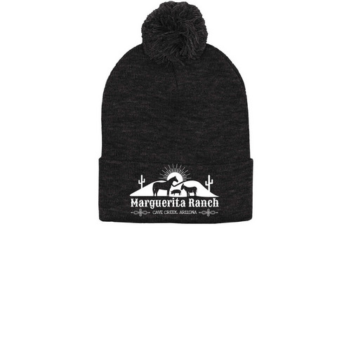 Marg Ranch Beanies, a Heather Charcoal Pom-Pom Beanie