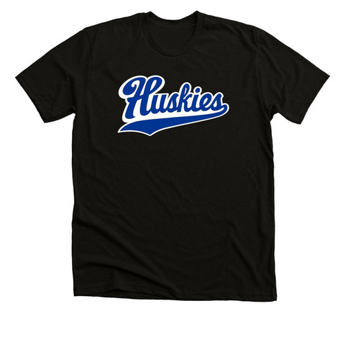 Huskies Cursive, a Solid Black Blend Premium Unisex Tee