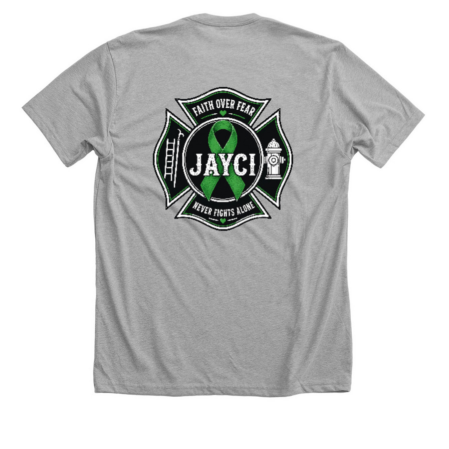 Faith Over Fear for Jayci, a Athletic Heather Premium Unisex Tee (back-view)