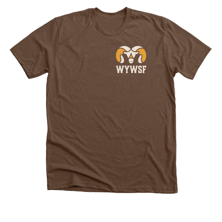 WY WSF Unisex T-Shirts Light Logo, a Heather Brown Premium Unisex Tee